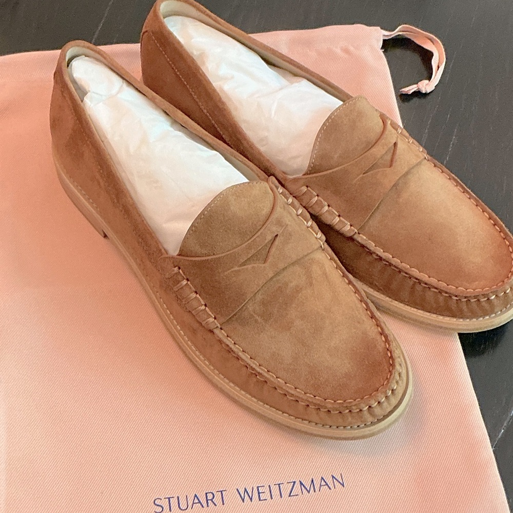 Stuart Weitzman Men's Brown Suede Slip-Ons